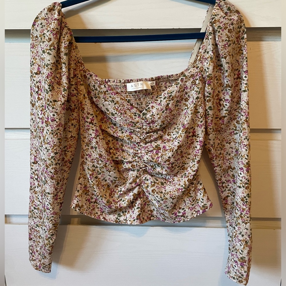 ASTR the label smocked side zip shirt